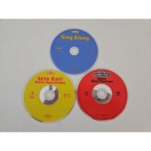3 Sesame Street DVDs Let's Eat, Sing Along, & Elmo Saves Christmas